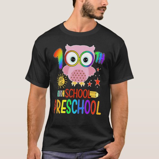 Happy 100th day of School 100 days of Preschool T T-shirt (Voorkant)