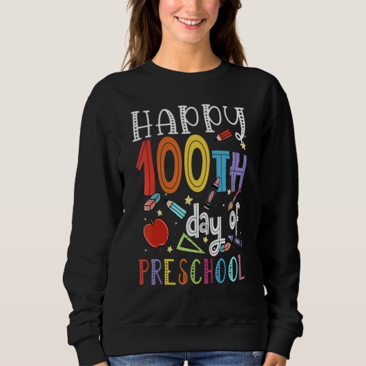 Happy 100th day of School  100 days of Preschool T Trui (Voorkant)