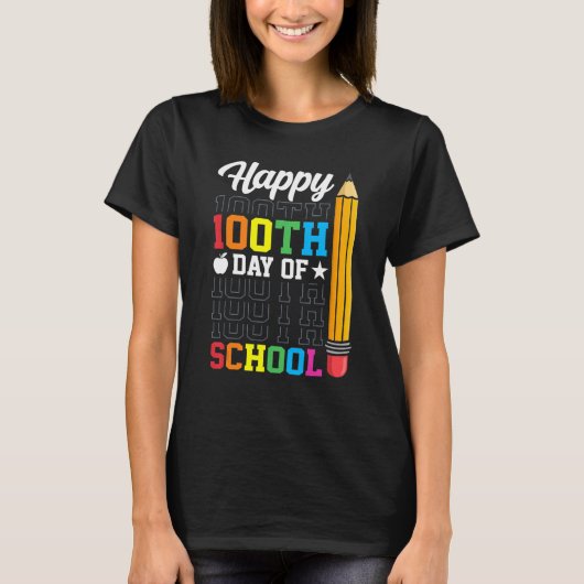 Happy 100th Day of School 100 Days Of School Girl T-shirt (Voorkant)