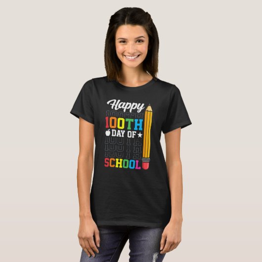 Happy 100th Day of School 100 Days Of School Girl T-shirt (Voorkant volledig)