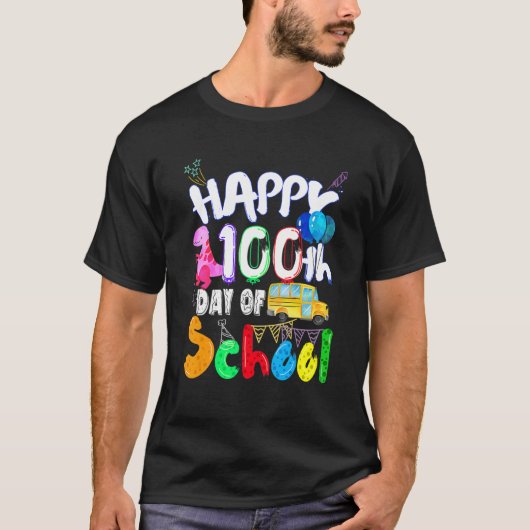 Happy 100th Day Of School  100 Days Of School Teac T-shirt (Voorkant)