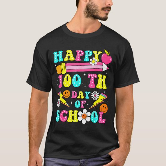 Happy 100th Day Of School 100 Days Of School Teach T-shirt (Voorkant)