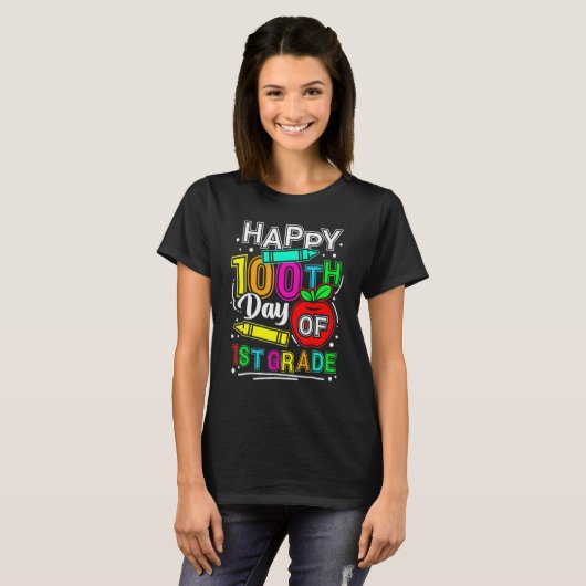 Happy 100th Day Of School 100 Days Smarter Cute 1s T-shirt (Voorkant volledig)