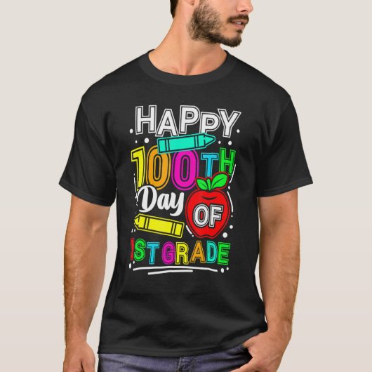 Happy 100th Day Of School 100 Days Smarter Cute 1s T-shirt (Voorkant)