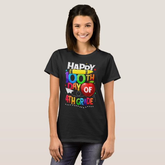 Happy 100th Day Of School 100 Days Smarter Cute 4t T-shirt (Voorkant volledig)