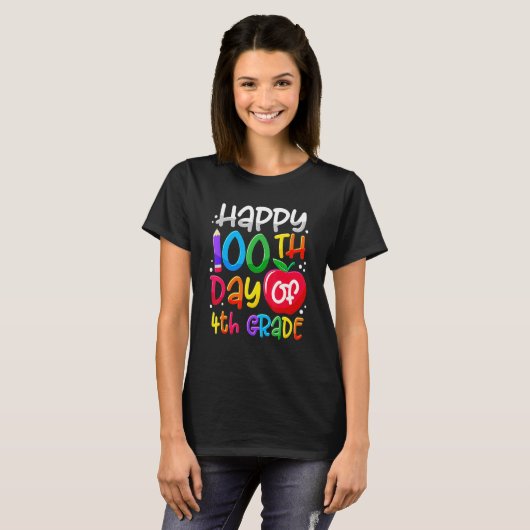 Happy 100th Day Of School 100 Days Smarter Cute 4t T-shirt (Voorkant volledig)