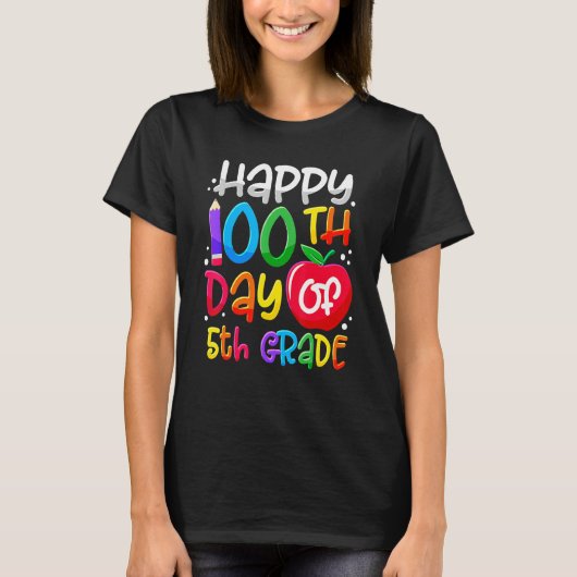 Happy 100th Day Of School 100 Days Smarter Cute 5t T-shirt (Voorkant)