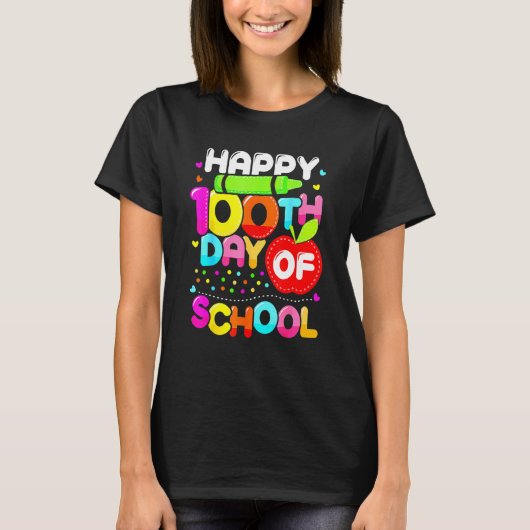 Happy 100th Day Of School 100 Days Smarter Cute Te T-shirt (Voorkant)