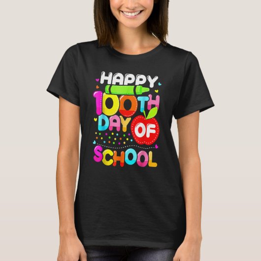 Happy 100th Day Of School 100 Days Smarter Cute Te T-shirt (Voorkant)