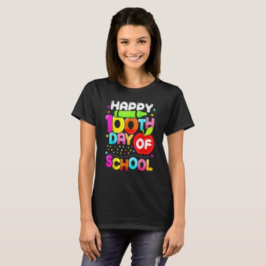 Happy 100th Day Of School 100 Days Smarter Cute Te T-shirt (Voorkant volledig)
