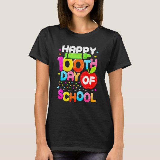 Happy 100th Day Of School 100 Days Smarter Cute Te T-shirt (Voorkant)