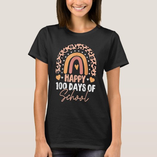 Happy 100th Day Of School 100 Days Smarter Rainbow T-shirt (Voorkant)