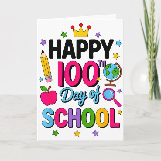 Happy 100th Day Of School 100 Days Smarter Teacher Kaart (Voorkant)