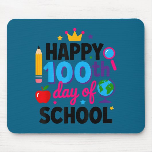 Happy 100th Day Of School 100 Days Smarter Teacher Muismat (Voorkant)