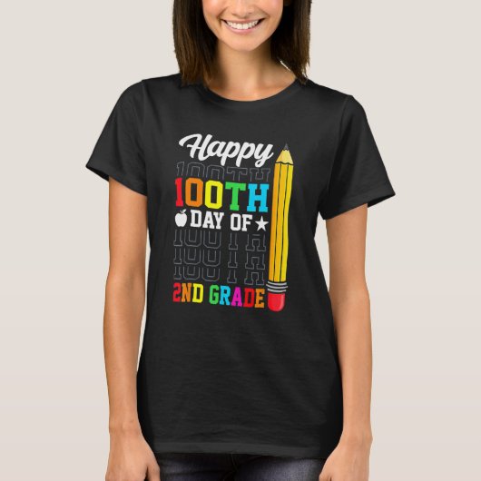 Happy 100th Day of School 2nd Grade Teachers Girl  T-shirt (Voorkant)