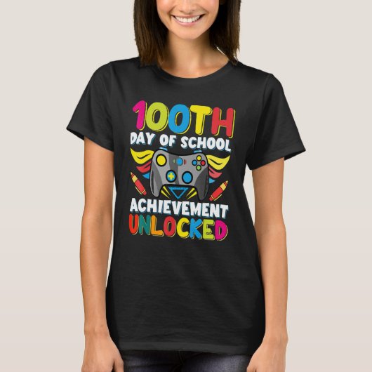 Happy 100th Day Of School Achievement Unlocked Boy T-shirt (Voorkant)
