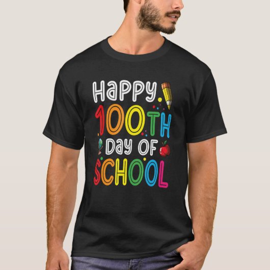 Happy 100th Day Of School Celebration T-shirt (Voorkant)
