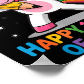 Happy 100th Day Of School Cute Rainbow Unicorn Wom Poster (Hoek)