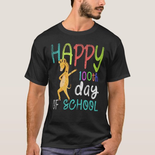 Happy 100th Day Of School Dabbing Giraffe 100 Days T-shirt (Voorkant)