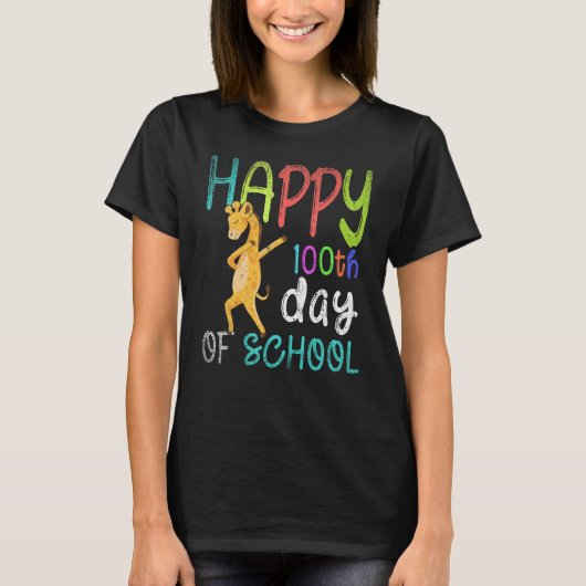 Happy 100th Day Of School Dabbing Giraffe 100 Days T-shirt (Voorkant)