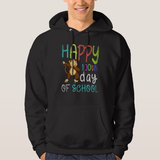 Happy 100th Day Of School Dabbing Monkey 100 Days  Hoodie (Voorkant)