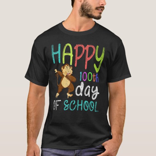 Happy 100th Day Of School Dabbing Monkey 100 Days T-shirt (Voorkant)