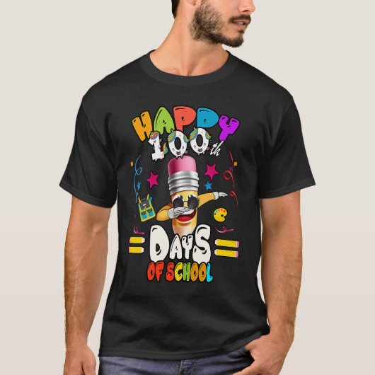 Happy 100th Day of School dabbing Pencil T-shirt (Voorkant)