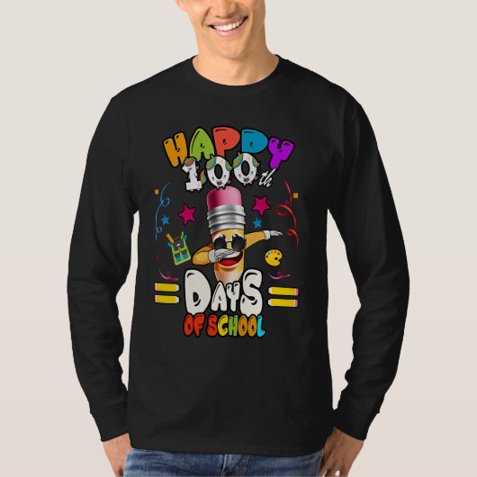 Happy 100th Day of School dabbing Pencil T-shirt (Voorkant)