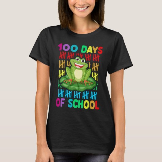 Happy 100th Day Of School Frog  Teacher Student Ki T-shirt (Voorkant)