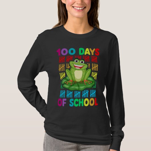 Happy 100th Day Of School Frog  Teacher Student Ki T-shirt (Voorkant)