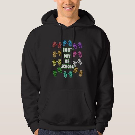 Happy 100th Day Of School Funny Hand Teacher Stude Hoodie (Voorkant)