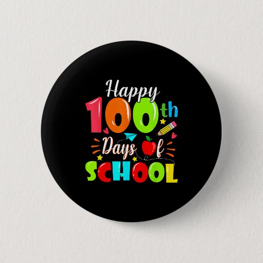 Happy 100th Day Of School Funny Teachers Sudents K Ronde Button 5,7 Cm (Voorkant)