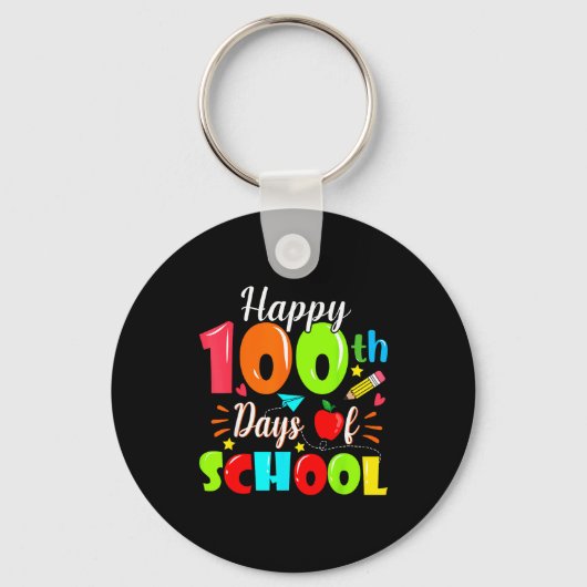 Happy 100th Day Of School Funny Teachers Sudents K Sleutelhanger (Voorkant)