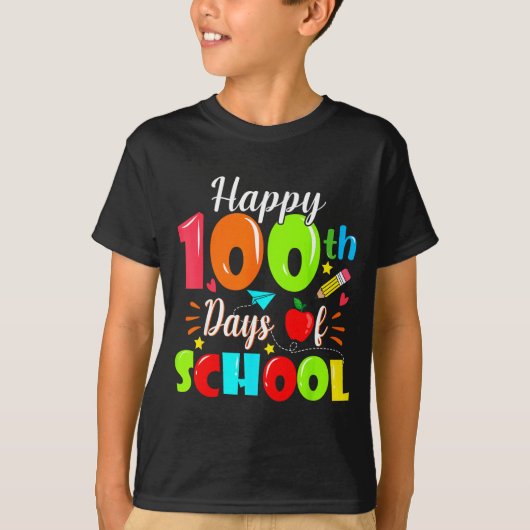 Happy 100th Day Of School Funny Teachers Sudents K T-shirt (Voorkant)