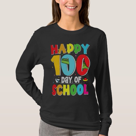 Happy 100th Day Of School Girls Funny 100 Days Of  T-shirt (Voorkant)