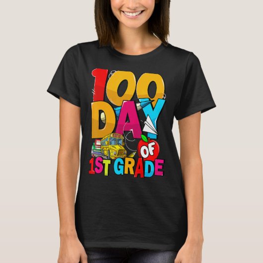 Happy 100th Day Of School Groovy 100 Days Of 1st G T-shirt (Voorkant)