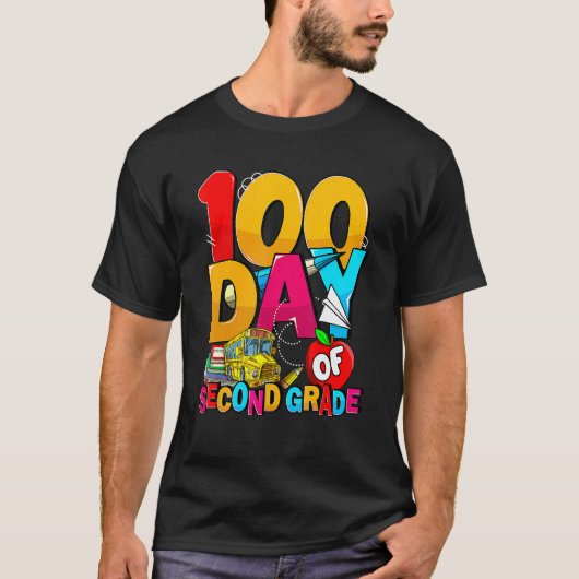 Happy 100th Day Of School Groovy 100 Days Of Secon T-shirt (Voorkant)