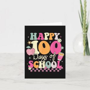 Happy 100th Day of School Groovy Kinder 100 dagen Kaart