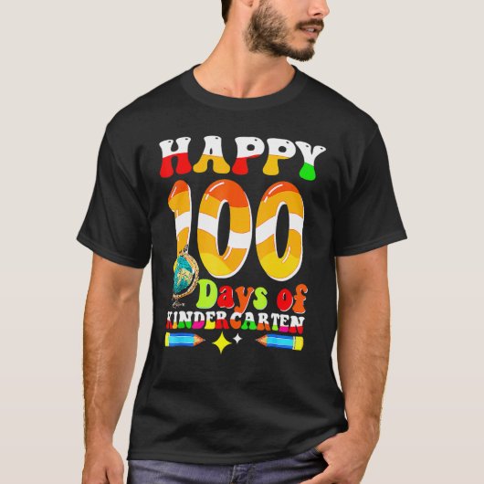 Happy 100th Day Of School Kindergarten Funny Teach T-shirt (Voorkant)