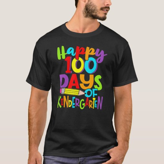 Happy 100th Day Of School Kindergarten Teacher 100 T-shirt (Voorkant)