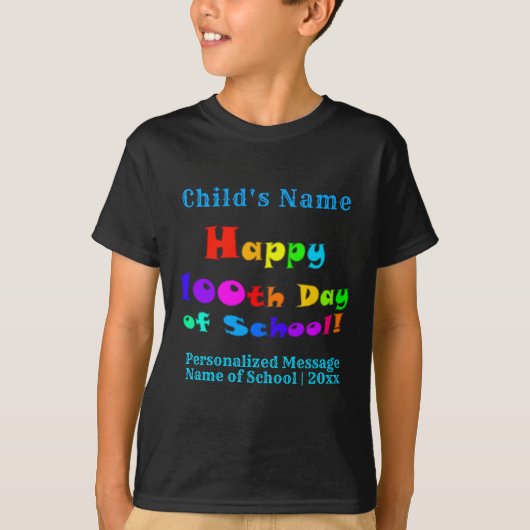 Happy 100th Day of School Kleurrijke Kinderen T-Sh T-shirt (Voorkant)
