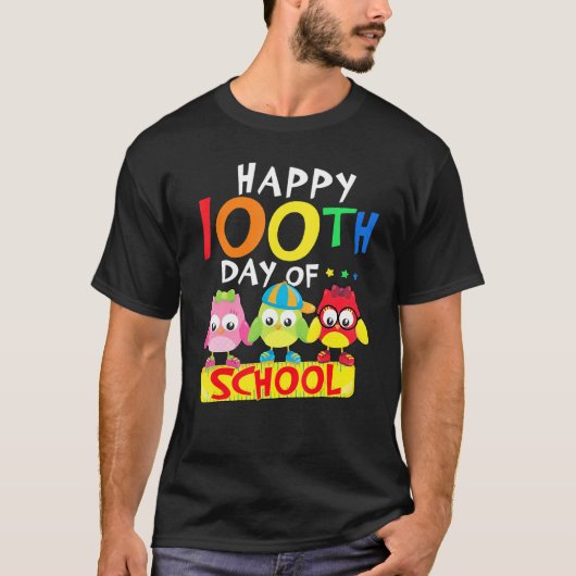 Happy 100th Day Of School Owl Kids 100 Days Teache T-shirt (Voorkant)