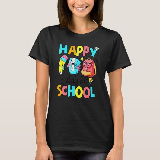 Happy 100th Day of School Pencil School Bag Kinder T-shirt (Voorkant)