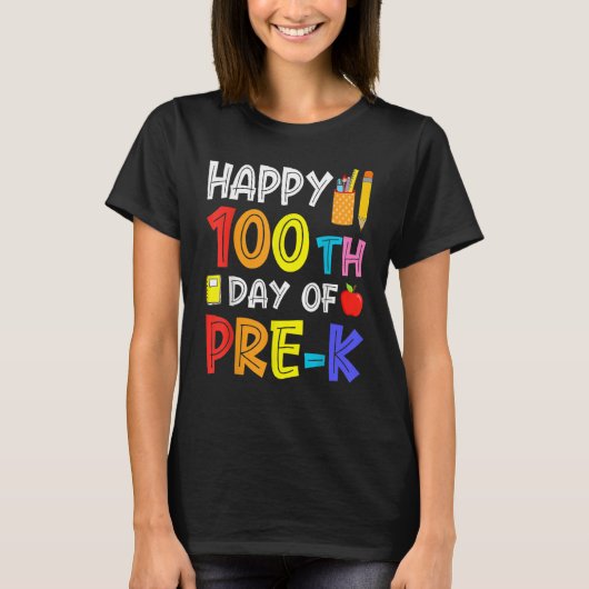 Happy 100th Day Of School Pre K Student Teacher T-shirt (Voorkant)