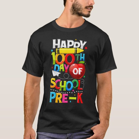 Happy 100th day Of School Pre K Teacher Student 10 T-shirt (Voorkant)