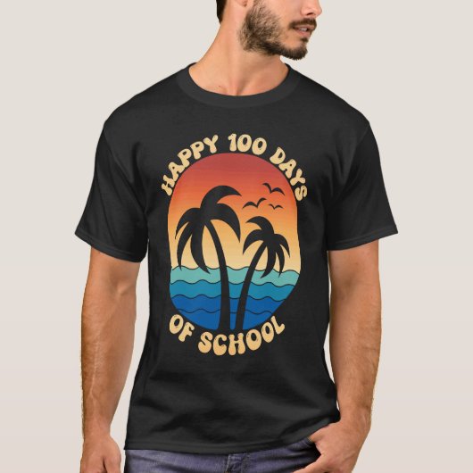 Happy 100th Day Of School Retro Palm Tree Vacation T-shirt (Voorkant)