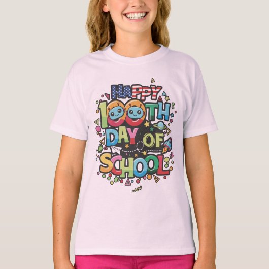 Happy 100th Day of School Robot Space Explorer Kid T-shirt (Voorkant)