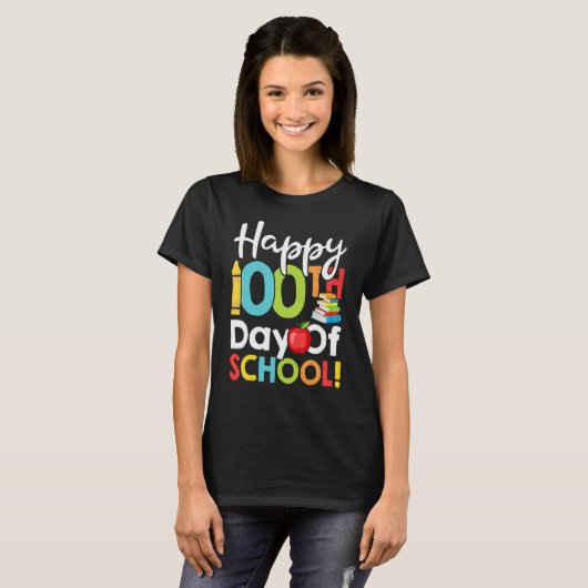 Happy 100th Day of School Shirt for Teacher or Chi (Voorkant volledig)