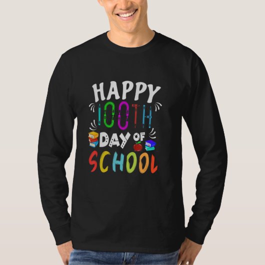 Happy 100th Day Of School Student And Teacher Book T-shirt (Voorkant)