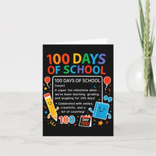 Happy 100th Day Of School Student Design, 100 Days Kaart (Voorkant)